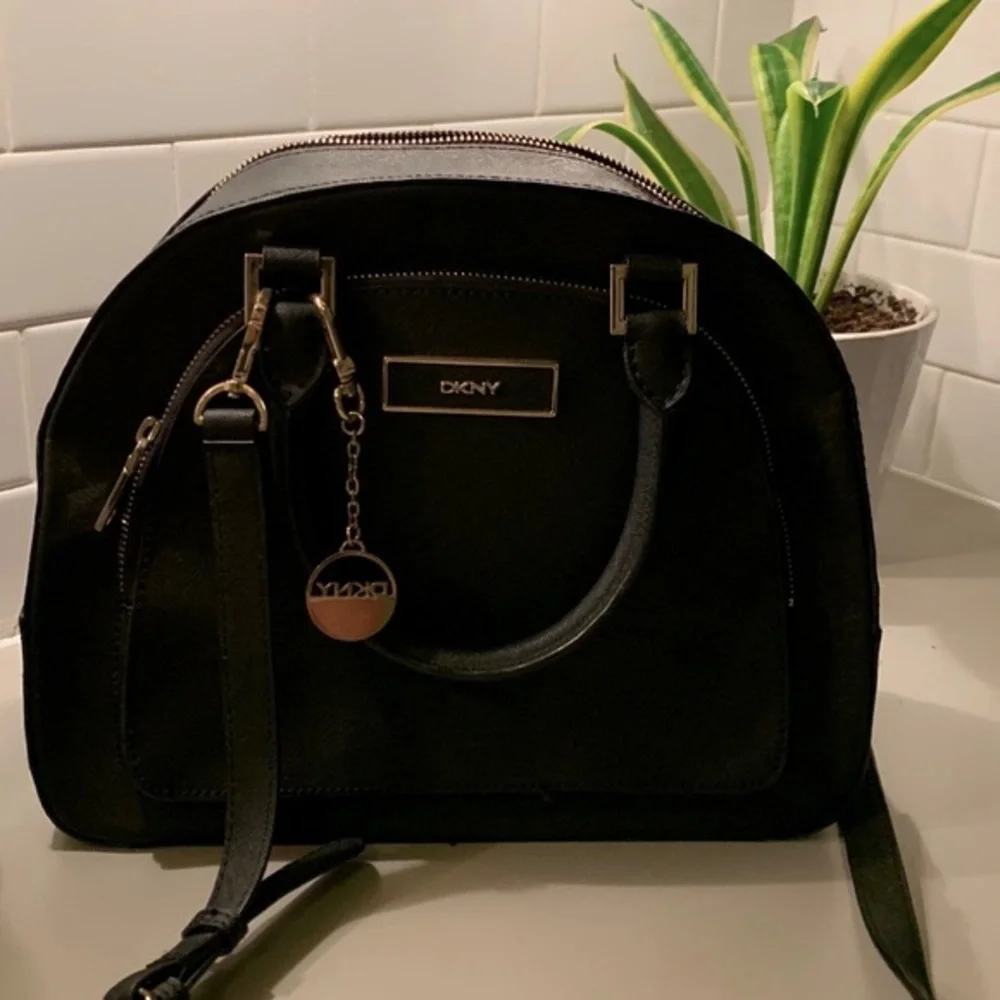 DKNY Saffiano Leather Top Zip Round Satchel - Picture 4 of 11